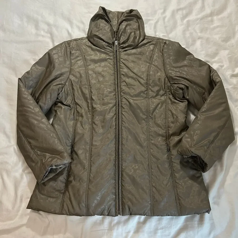 Neyelle tan floral puffer jacket